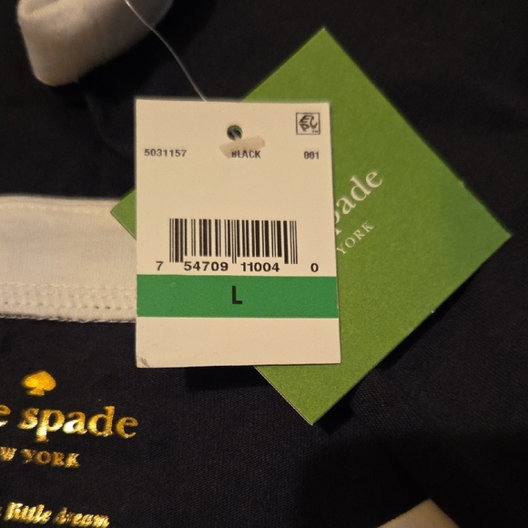 kate spade Black Nightshirt with White Trim and Slogan - Picture 2 of 5